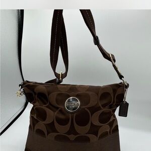 Coach Dark Brown Signature Shoulder Bag